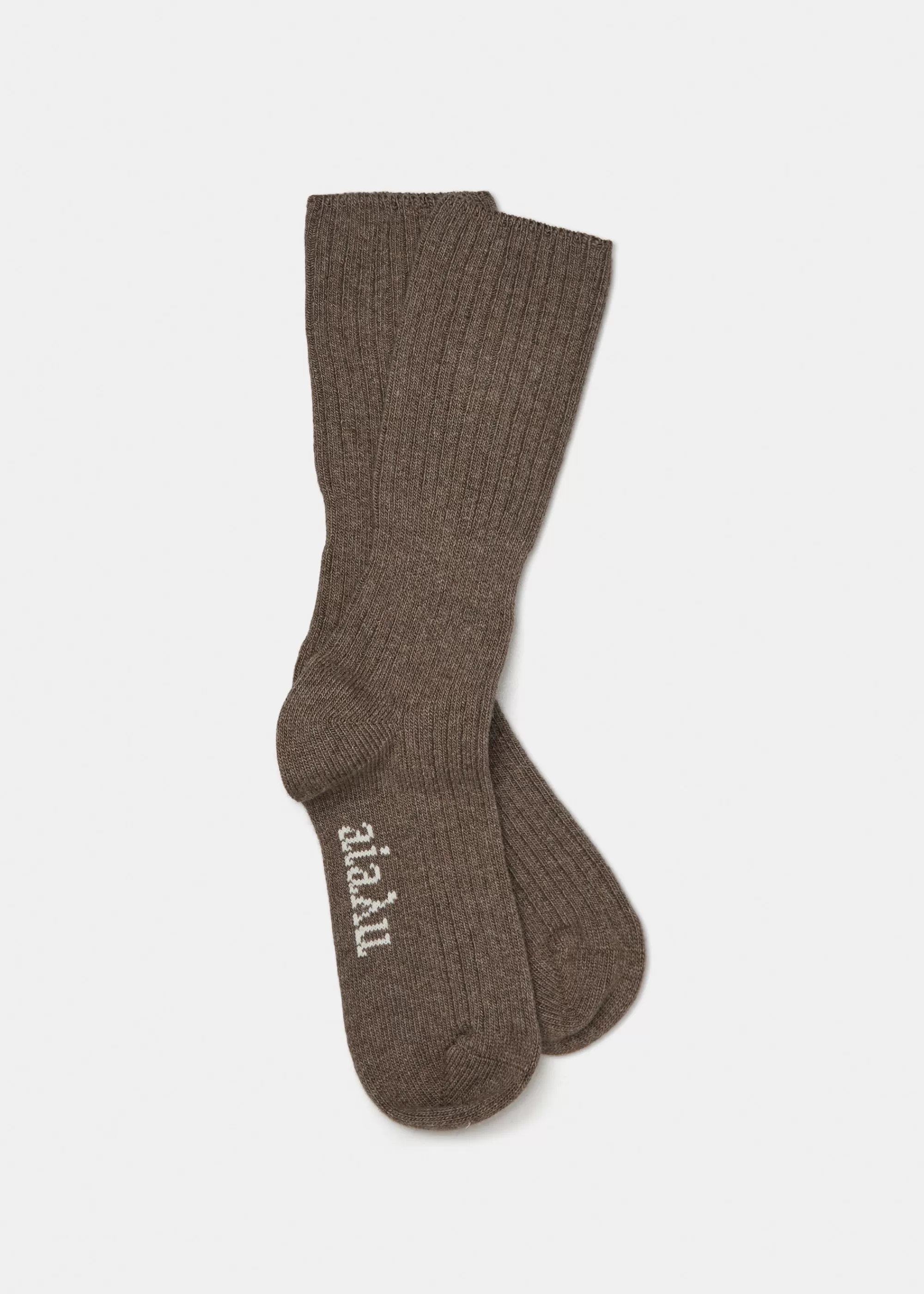 Aiayu Strømper^Cashmere rib socks DarkBrown