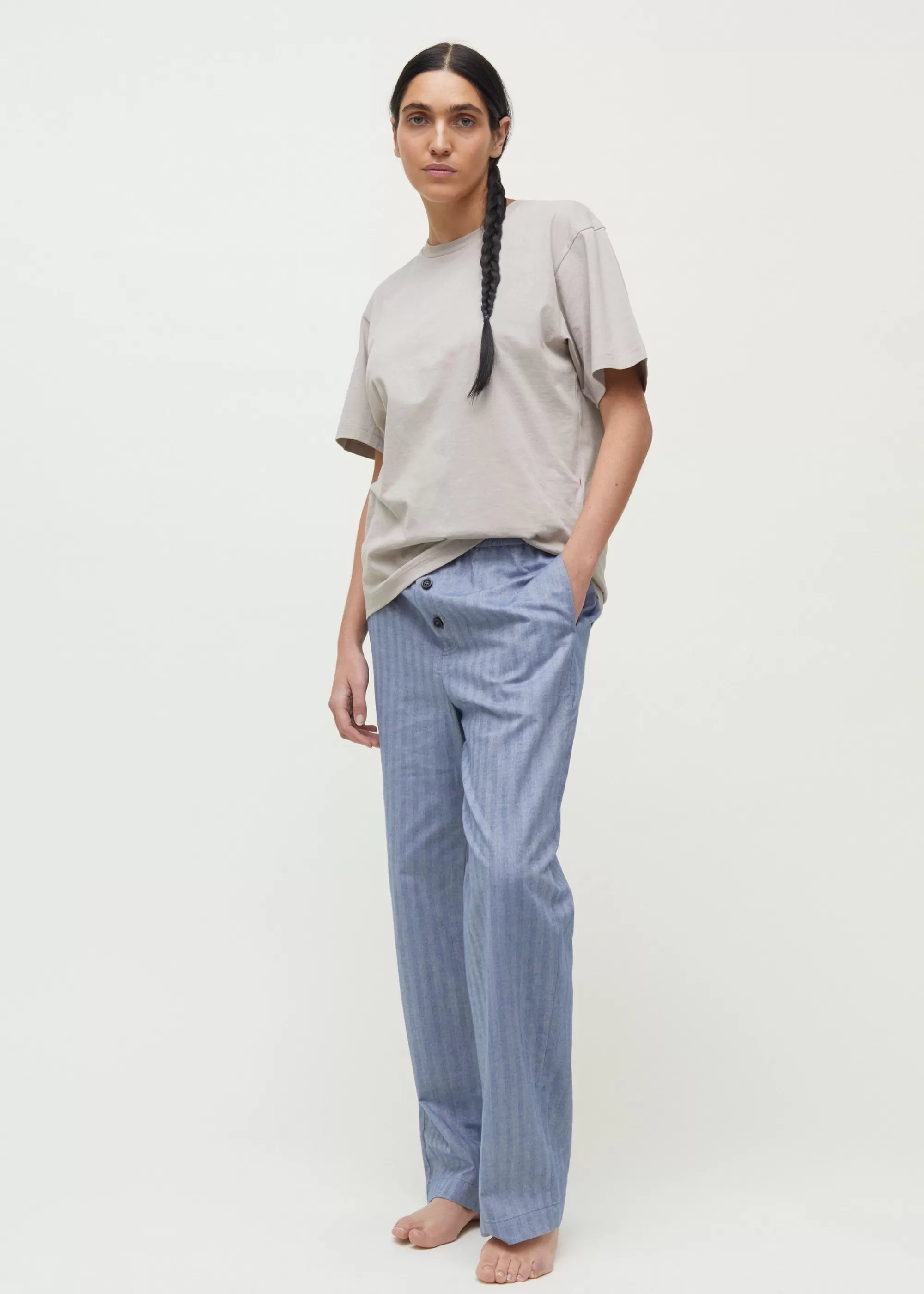 Aiayu Bukser^Casual pant herringbone MixDustBlue