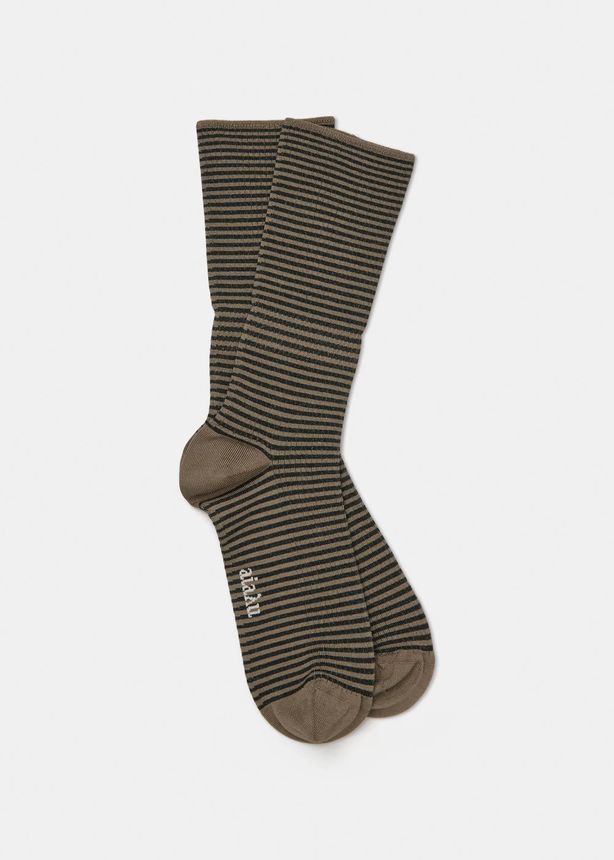 Aiayu Strømper^Cotton stripe socks MixBrown