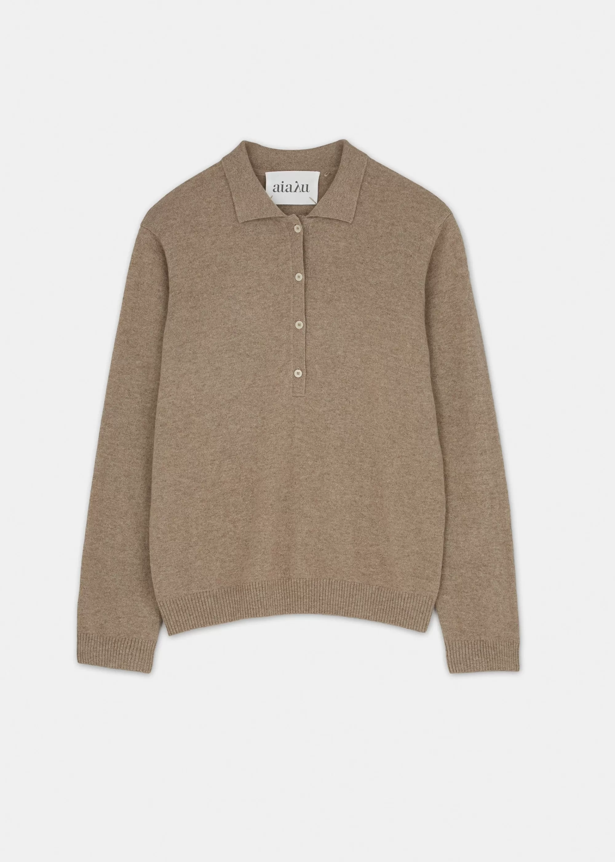 Aiayu Bluser | Strik^Leola cashmere long sleeve polo PureGrain