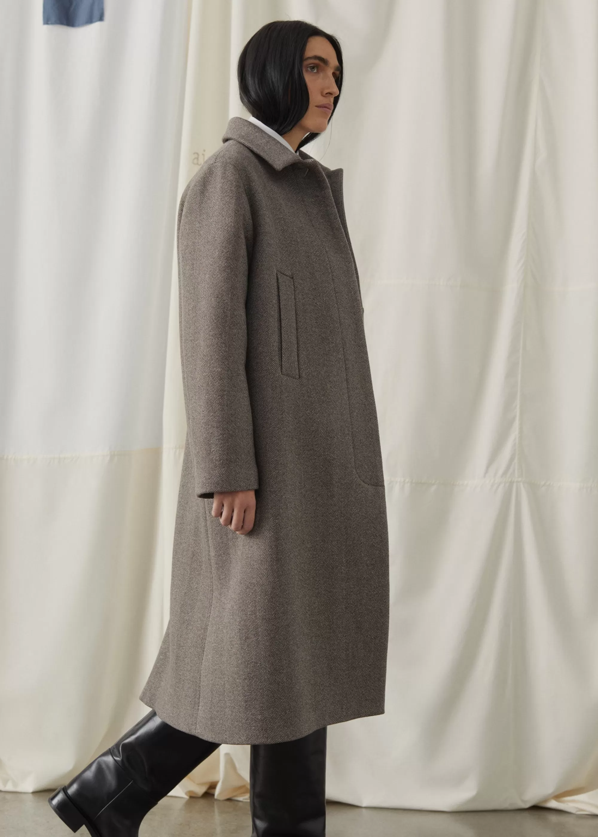 Aiayu Frakker^Noah wool coat Herringbone