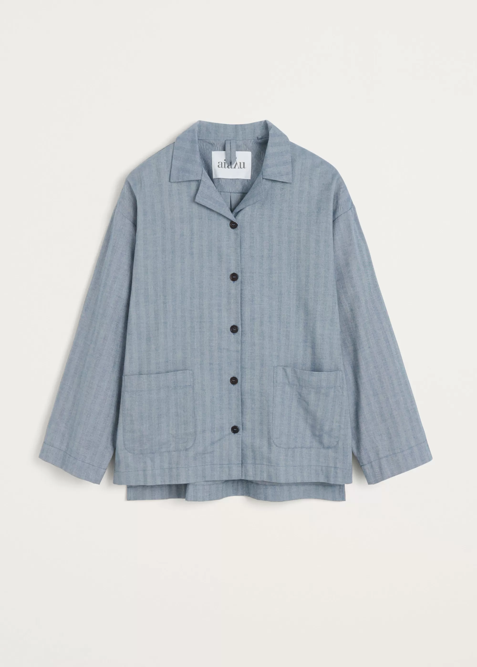 Aiayu Skjorter^Pyjamas shirt herringbone MixDustBlue