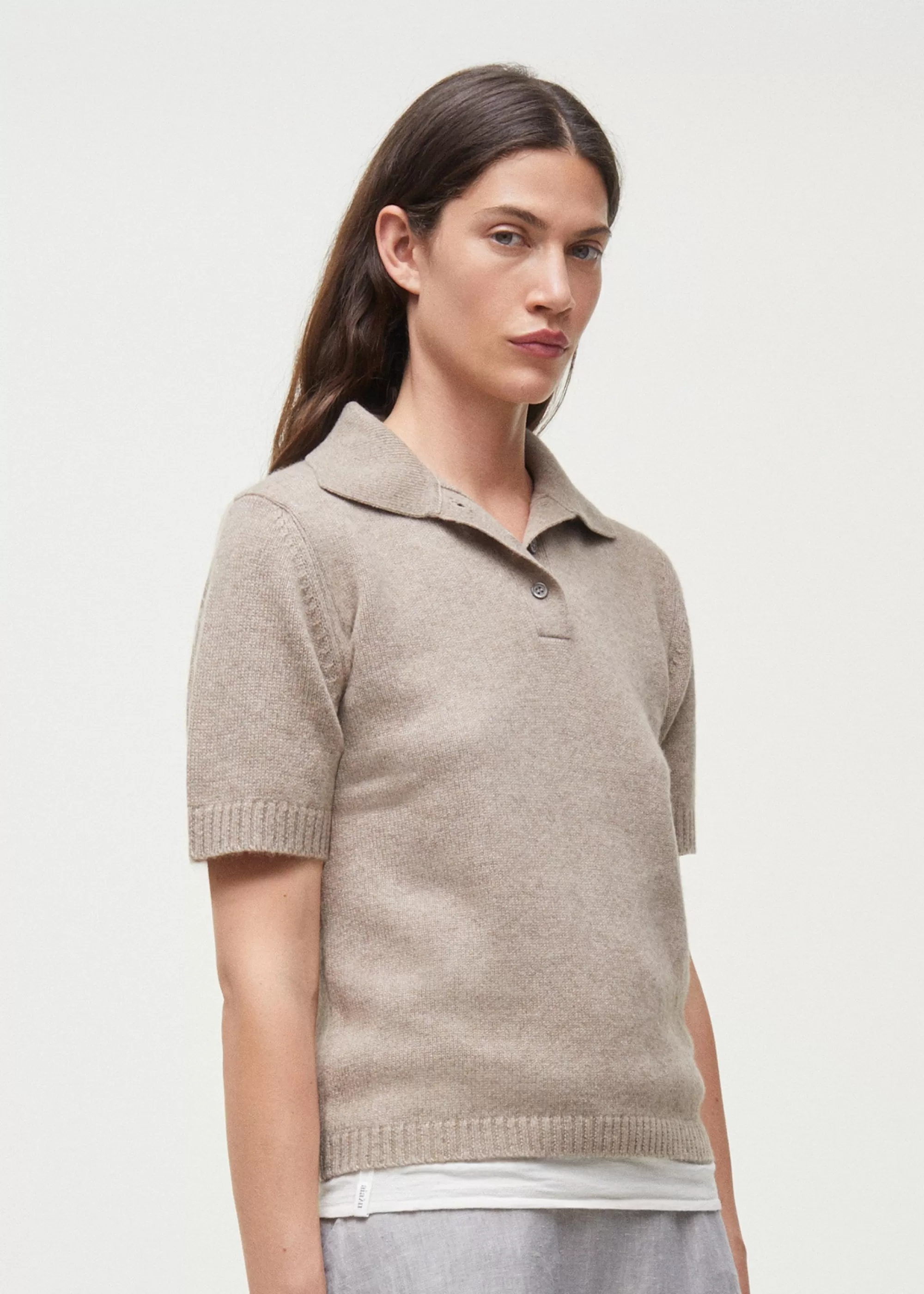 Aiayu Bluser | Strik^Vida cashmere polo neck t-shirt PureGrain