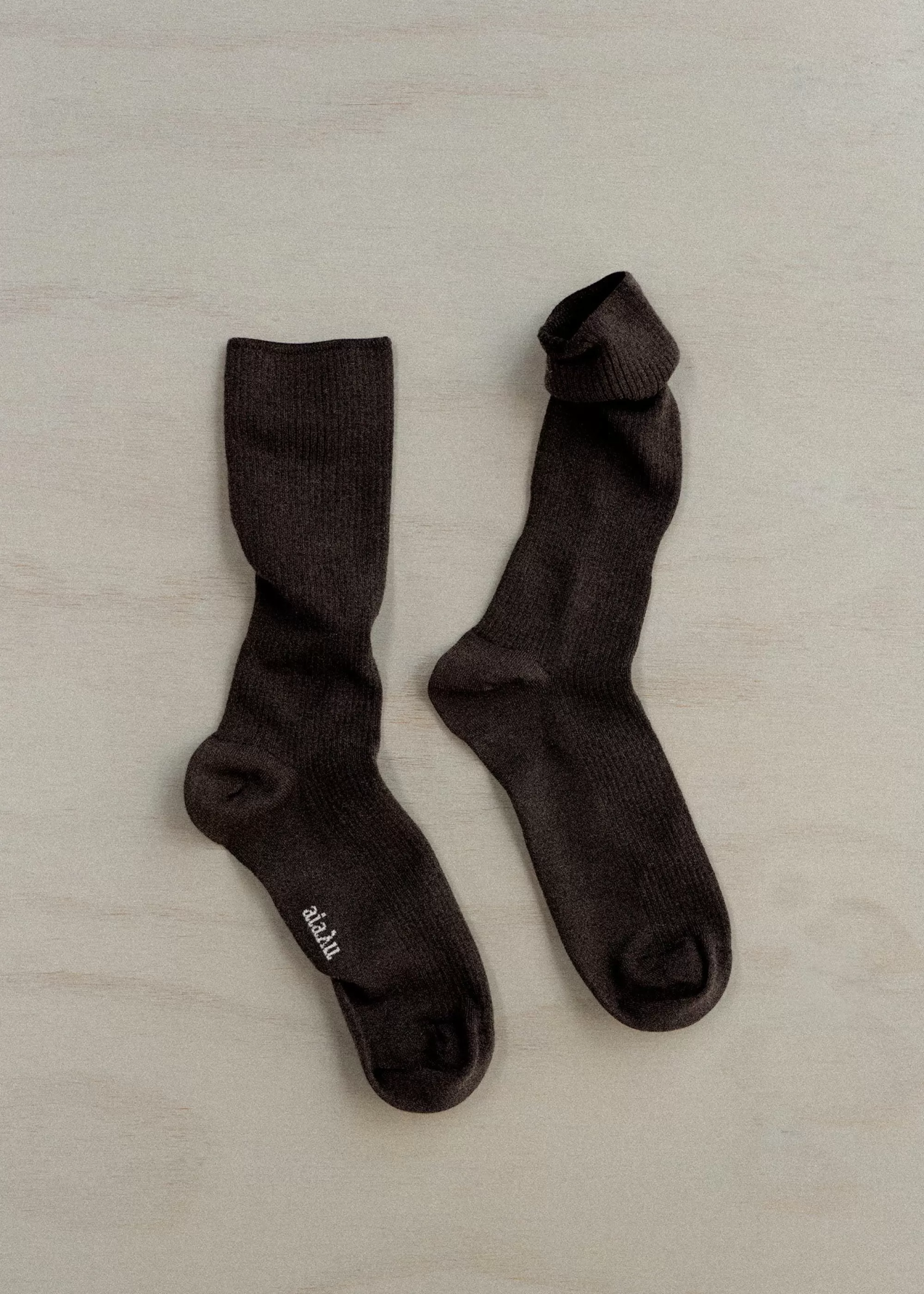 Aiayu Strømper^Wool rib socks Brown